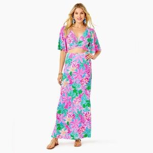 NWT Lilly Pulitzer Minka Maxi Set in Tigers Lair (Crop Top & Maxi Skirt)